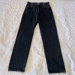Agolde black high rise straight leg jeans